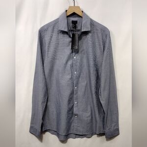 NWT H&M Button Shirt Mens M Blue Office Career Retro Minimalist